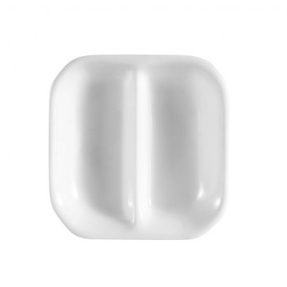 C.A.C. 2 Compartment Square Dish – 3 1/2" durable porcelain dish with two sections, perfect for sauces and condiments. Sold 72 per case. SKU: RSCAC-CN-D2.