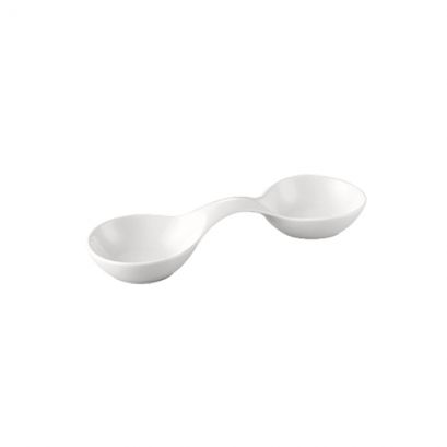 C.A.C. Leaf Dish Duo – 3oz x 2 white porcelain serving dish with an elegant leaf shape. Perfect for sauces, dips, and small bites. Sold 24 per case. SKU: RSCAC-CN-W2.