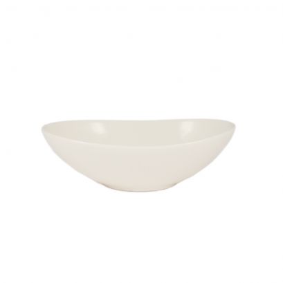 C.A.C. Oval Salad Soup Bowl, 16oz, 8", featuring a modern oval design. Ideal for soups, salads, and appetizers. Durable porcelain. Sold 24 per case. SKU: RSCAC-COL-EG8.