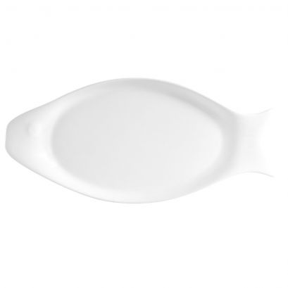 C.A.C. Fish Platter, 15", premium porcelain serving dish for seafood, sushi, and gourmet entrees. Durable, microwave & dishwasher safe. Sold 12 per case. SKU: RSCAC-COL-F61.

