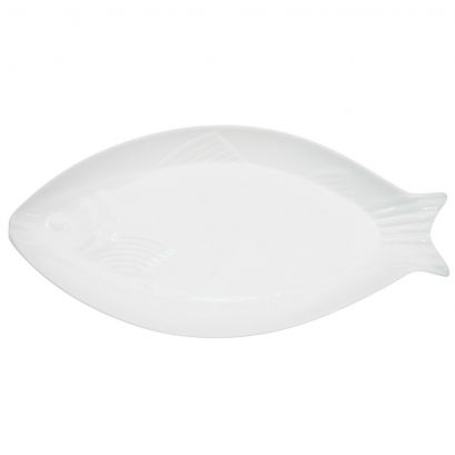 C.A.C. Fish Platter, 18", 26oz, premium porcelain serving dish for seafood, sushi, and gourmet entrees. Durable, microwave & dishwasher safe. Sold 6 per case. SKU: RSCAC-COL-F81.

