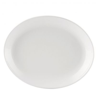 C.A.C. 10 1/2" Coupe Oval Platter – Elegant, durable porcelain platter perfect for serving a variety of dishes. SKU: RSCAC-COP-OV12.