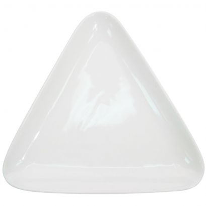 C.A.C. 8 1/4" Triangular Plate – A high-quality porcelain plate with a sleek, rimless coupe design, ideal for appetizers and desserts. SKU: RSCAC-COP-T8.