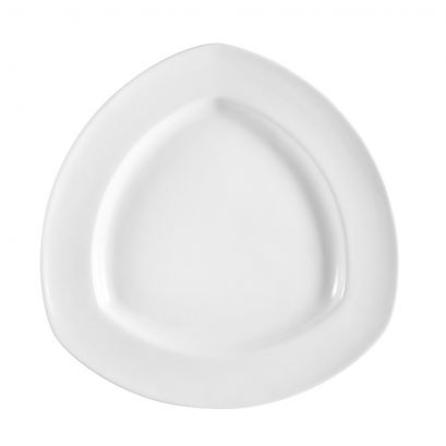 C.A.C. 12" Triangular Plate – A sleek, durable porcelain plate for modern food presentations. SKU: RSCAC-CPT-21.

