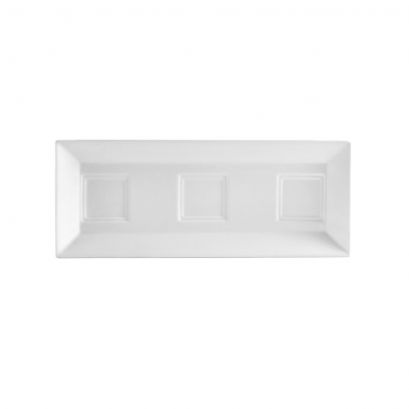 C.A.C. Rectangular Tray with 3 holders, 12" ceramic serving tray compatible with CTY-33, CTY-34, CTY-C8. Sold 24/Case. SKU: RSCAC-CTY-RT10.