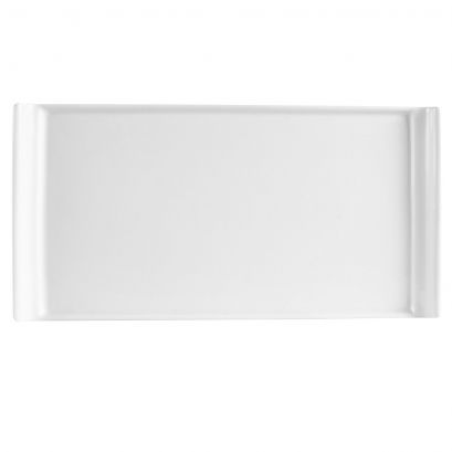C.A.C. Rectangular Platter 11 1/4" – Porcelain serving platter with creamy white finish, ideal for appetizers or desserts. 12 per case. SKU: RSCAC-DYN-13.