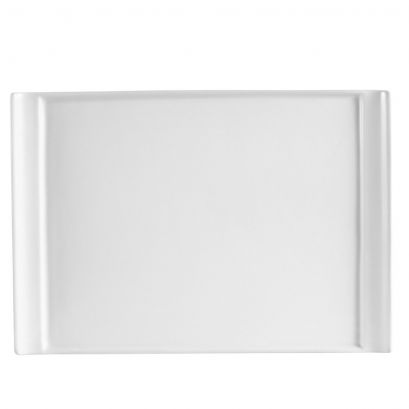 C.A.C. Rectangular Plate 15" – Long, creamy white porcelain plate ideal for upscale food presentation. 12 per case. SKU: RSCAC-DYN-25.