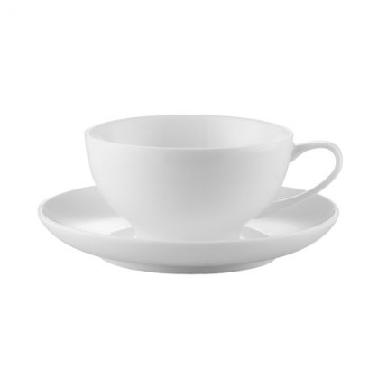 C.A.C. English Cup & Saucer Set – 8 oz white porcelain tea cup with matching 5 7/8" saucer. Durable and elegant. 36 sets per case. SKU: RSCAC-ENG-1.
