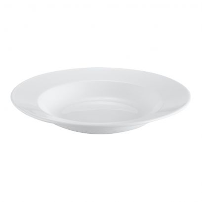 C.A.C. 12" Pasta Bowl – White porcelain with English foot base, 26oz capacity. Elegant and durable. 12 per case. SKU: RSCAC-EVT-120.