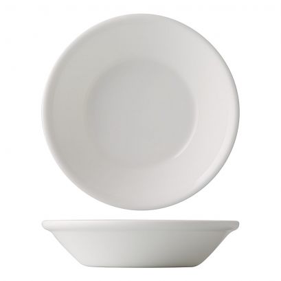 C.A.C. Fruit Dish 3.5oz – Small white porcelain bowl for fruit or dessert, sold 36 per case. SKU: RSCAC-EVT-32.
