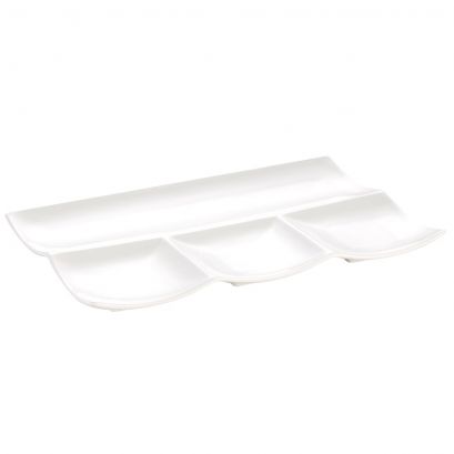 C.A.C. 4 Section Rectangular Porcelain Platter – 12 inch serving dish with compartments – SKU RSCAC-F-12S
