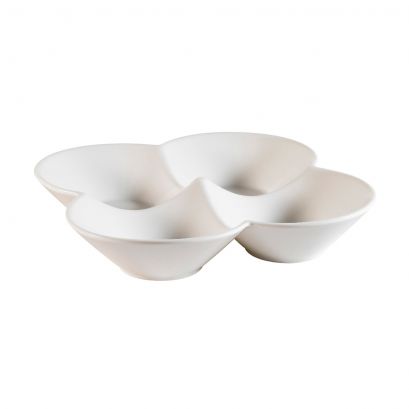 C.A.C. 6-Inch White 4-Section Flower Porcelain Dish – SKU RSCAC-FWD-6
