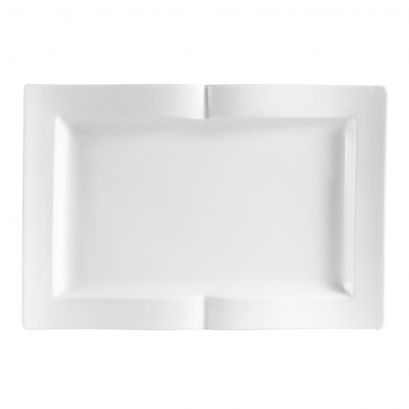 C.A.C. GBK-14 Rectangular Book Platter 13 1/2" White Porcelain – 12/Case
