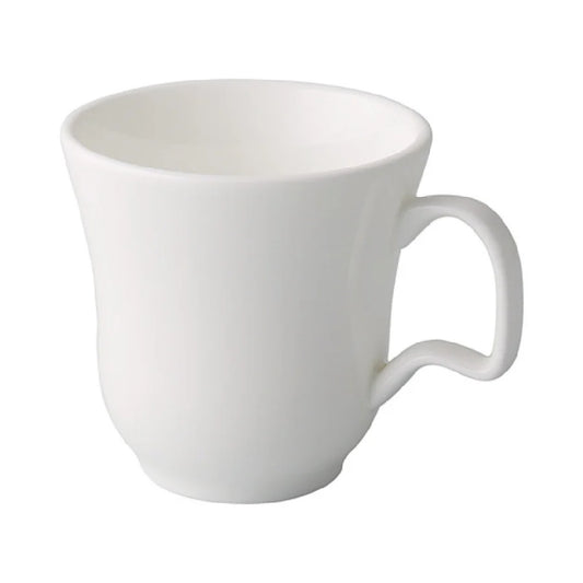 C.A.C. Grace Cup with Ear Handle 8oz – Elegant 3 3/8" porcelain cup with comfortable ear handle. Perfect for coffee, tea, or hot beverages. Durable, chip-resistant design. 36 per case. SKU: RSCAC-GRC-8.