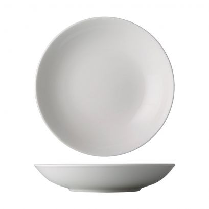 C.A.C. Pasta Salad Bowl 16oz 7 1/2" – Classic wide-rim bowl ideal for pasta, salads, or mixed entrées. Made of durable porcelain, perfect for restaurants, banquets, and catering. 24 per case. SKU: RSCAC-PSB-16.