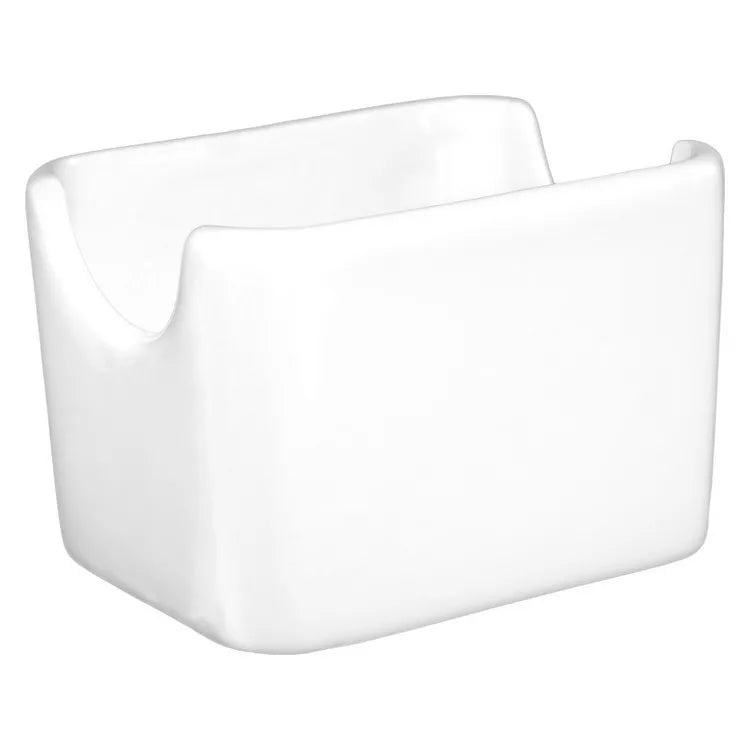C.A.C. Sugar Packet Holder 3 3/8" – Compact and durable porcelain holder designed to neatly organize sugar packets, sweeteners, or condiments. Ideal for restaurants, cafés, and hotels. 36 per case. SKU: RSCAC-SPH-33.