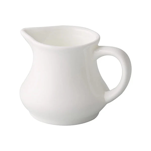 C.A.C. Creamer with Handle 4oz 2 3/4" – Durable porcelain creamer with convenient handle for easy pouring. Ideal for serving cream, milk, or sauces in restaurants, cafés, and hotels. 36 per case. SKU: RSCAC-CRM-H4.