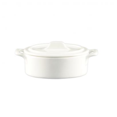 C.A.C. Gourmet Jar w/ Lid 3oz 4" – Elegant porcelain jar with lid, ideal for serving condiments, spices, sauces, or small sides. Durable and versatile for restaurant, catering, or home use. 48 per case. SKU: RSCAC-GJR-3.