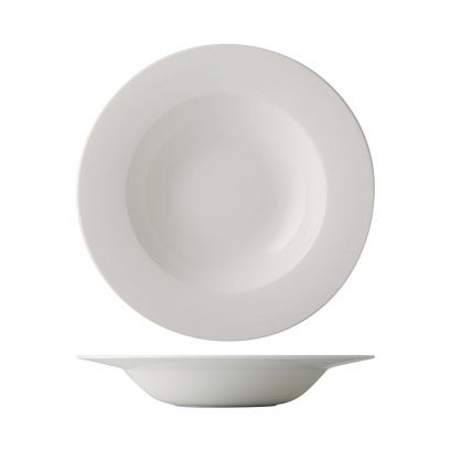 C.A.C. Soup Plate 10oz 9" – Elegant and durable porcelain soup plate, perfect for serving soups, pasta, and salads in restaurants, hotels, and catering. 24 per case. SKU: RSCAC-SPL-9.