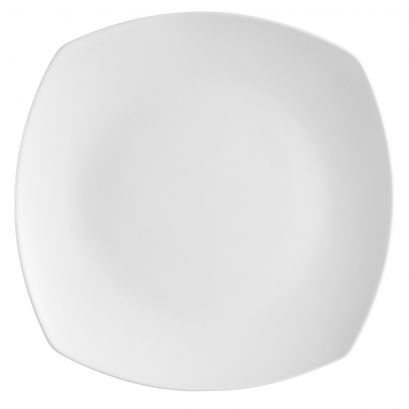 Round in Square Plate 10" (12/Case) – Modern and stylish 10-inch plate featuring a round center with a square rim design. Crafted from high-quality porcelain, perfect for serving entrées, salads, or desserts in restaurants, hotels, and catering presentations.