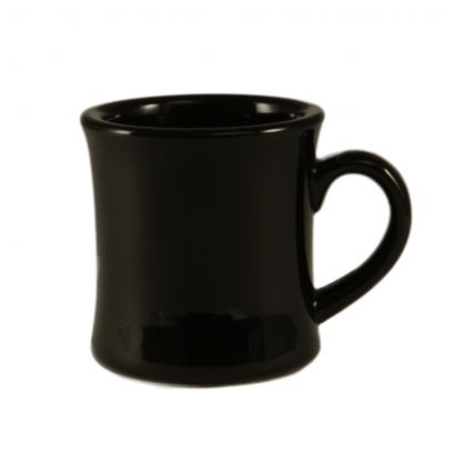 Hartford Mug Black 7.5oz 3 1/4" 36/Case – Elegant black mug perfect for serving coffee, tea, or hot beverages. Combines a sleek design with lasting durability for restaurant or home use.