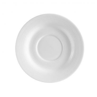 Saucer for HMY-35 5" (36/Case) – Matching 5-inch saucer designed to pair with the HMY-35 stacking cup. Crafted from durable, high-quality porcelain, ideal for cafés, restaurants, and commercial food service use.
