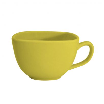 C.A.C. Square Cup Sunflower 8 oz – Bright porcelain cup ideal for coffee or tea. 36 per case. SKU: RSCAC-KSE-61-BLK.