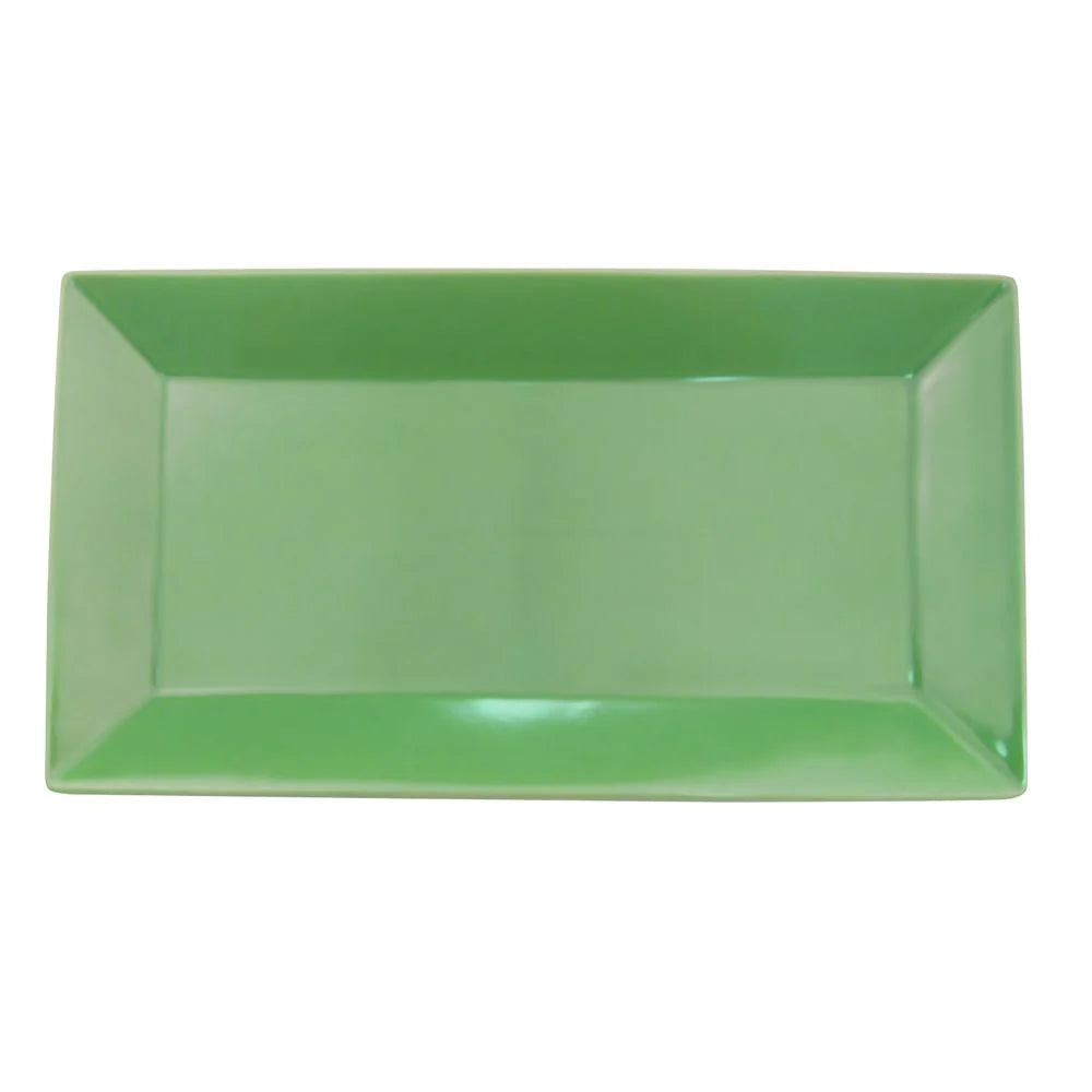 C.A.C. Rect. Platter Green 10" – Bold porcelain platter ideal for serving mains or appetizers. 24 per case. SKU: RSCAC-KC-12-G.