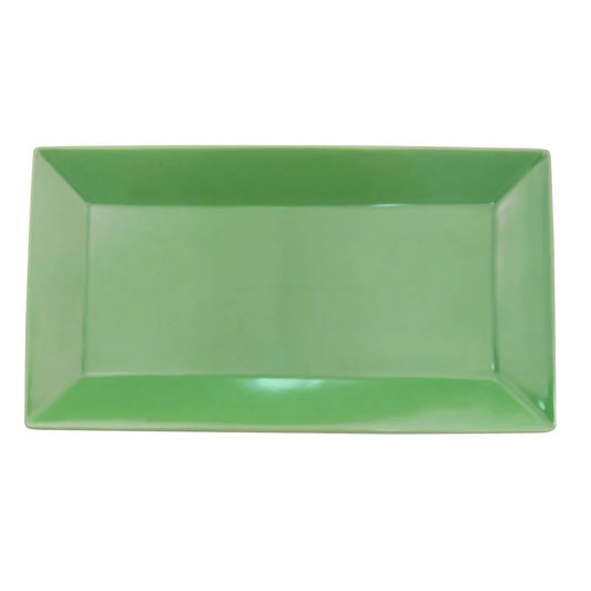 C.A.C. Rect. Platter Green 10" – Bold porcelain platter ideal for serving mains or appetizers. 24 per case. SKU: RSCAC-KC-12-G.