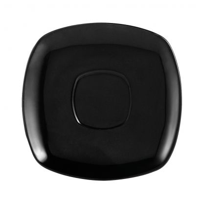 C.A.C. Square Saucer Black 6" – Matching saucer for KC-1-BLK cup, durable porcelain. 36 per case. SKU: RSCAC-KSE-6-BLK.