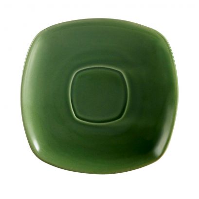 C.A.C. Square Saucer Green 6" – Matching saucer for KC-1-G cup, durable porcelain. 36 per case. SKU: RSCAC-KSE-6-GRN.