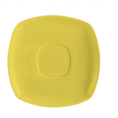 C.A.C. Square Saucer Sunflower 6" – Matching saucer for KC-1-SFL cup, bright porcelain. 36 per case. SKU: RSCAC-KSE-6-BLK.
