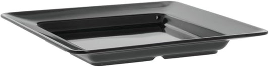 C.A.C. Square Plate Black 12" – Sleek porcelain plate perfect for entrées or presentations. 12 per case. SKU: RSCAC-KSE-12-BLK.