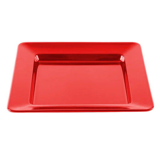 C.A.C. Square Plate Red 12" – Vibrant porcelain plate perfect for entrees or displays. 12 per case. SKU: RSCAC-KSE-12-RED.