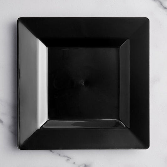 C.A.C. Square Plate Black 8" – Sleek porcelain plate ideal for salads or starters. 24 per case. SKU: RSCAC-KSE-8-BLK.
