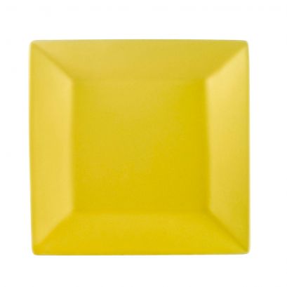 C.A.C. Square Plate Sunflower 8" – Bright porcelain plate ideal for salads or starters. 24 per case. SKU: RSCAC-KSE-8-SFL.