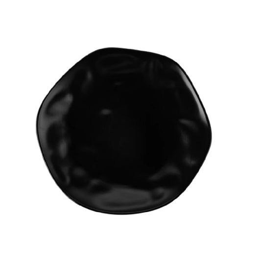 Cancun Coupe Plate Semi-Matte Black 10 3/4" (12/Case) – Modern and elegant 10 3/4-inch coupe plate in a semi-matte black finish, perfect for stylish presentation of entrées or signature dishes. Made from high-quality stoneware, ideal for restaurants, hotels, and contemporary dining settings.