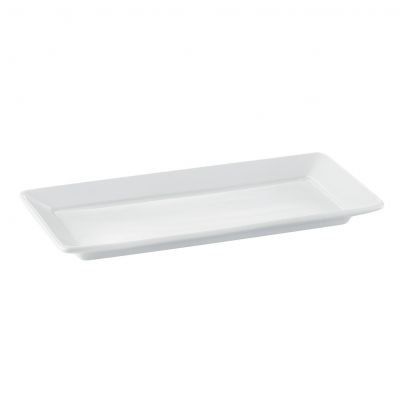 C.A.C. Long Rect. Platter 12" – Elegant porcelain platter perfect for sushi or hors d'oeuvres. 36 per case. SKU: RSCAC-KC-12L.