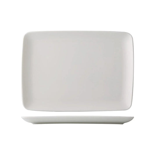 C.A.C. Coupe Curved Rect. Plate 6" – Stylish porcelain plate ideal for appetizers or desserts. 36 per case. SKU: RSCAC-KC-6CC.