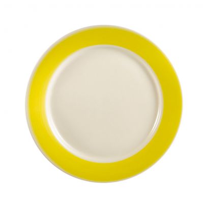 C.A.C. Plate N.R. Yellow 7.25" – Bright porcelain plate ideal for salads or desserts. 36 per case. SKU: RSCAC-NRY-7.25.
