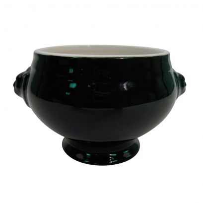 Lion Head Bouillon Black 15oz 6 1/4" (24/Case) – Bold and elegant 15oz bouillon cup featuring a lion head design in a sleek black finish. Ideal for serving soups, stews, or generous individual portions. Crafted from durable, high-quality porcelain, perfect for restaurants, hotels, and upscale catering presentations.