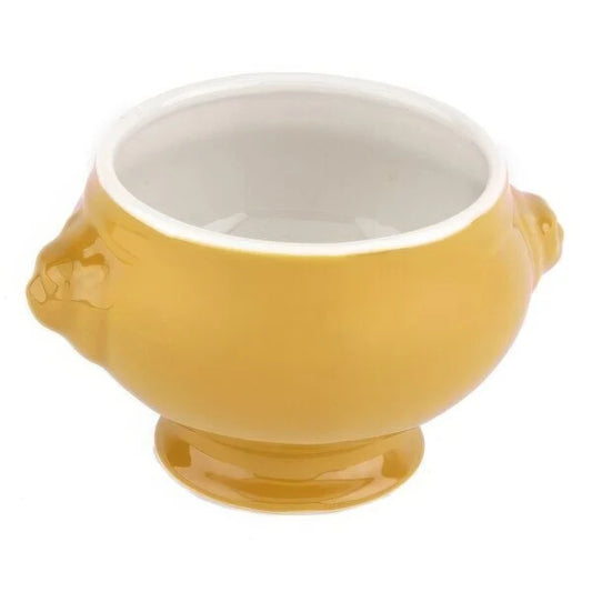 Lion Head Bouillon Yellow 15oz 6 1/4" (24/Case) – A vibrant yellow bouillon bowl showcasing the iconic lion head design. With its 15oz capacity, it’s ideal for serving soups, stews, and warm specialty dishes. Crafted for durability and style, it brings a bright, eye-catching touch to restaurant and catering presentations.