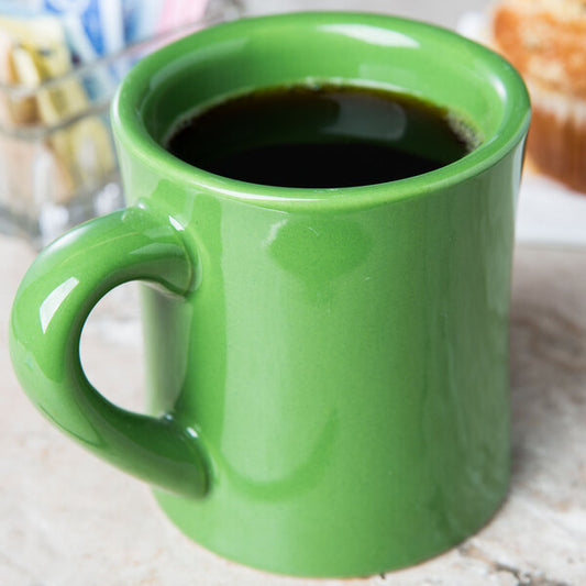Cup Tall Green 7.5oz 3 1/4" (36/Case) – A stylish tall cup in a vibrant green finish, offering a 7.5oz capacity ideal for serving espresso-based drinks, tea, or small hot beverages. Made from durable, food-service–grade material suitable for restaurants, cafés, and catering operations.