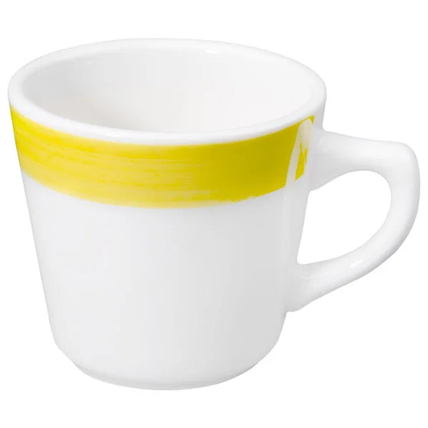 Cup Tall Yellow 7.5oz 3 1/4" (36/Case) – A bright and cheerful tall yellow cup with a 7.5oz capacity, ideal for serving espresso, tea, or other hot beverages. Crafted from durable, high-quality material, perfect for restaurants, cafés, and catering use.