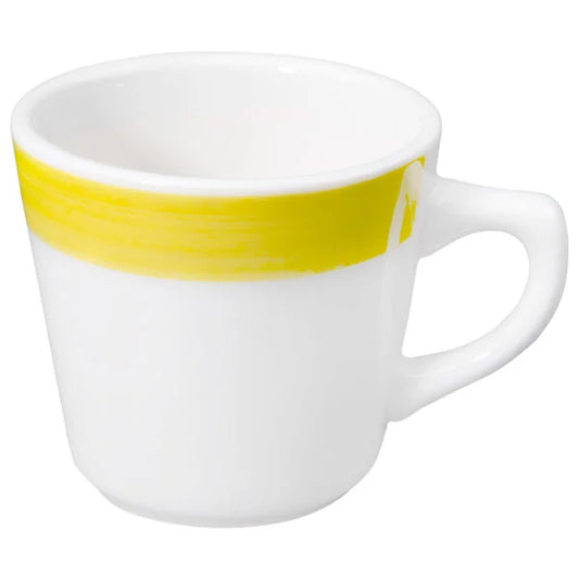 Cup Tall Yellow 7.5oz 3 1/4" (36/Case) – A bright and cheerful tall yellow cup with a 7.5oz capacity, ideal for serving espresso, tea, or other hot beverages. Crafted from durable, high-quality material, perfect for restaurants, cafés, and catering use.