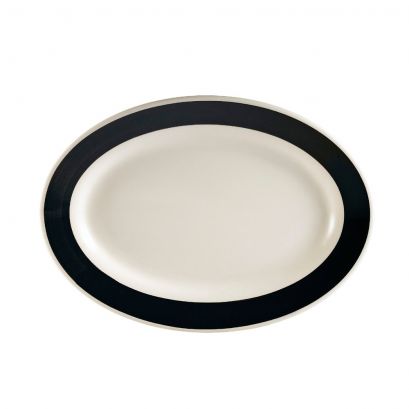 Oval Platter R.E. Black 10 3/8" (24/Case) – A sleek and durable 10 3/8-inch oval platter in a rich black finish, perfect for serving appetizers, entrées, or shared dishes. Crafted from high-quality stoneware, ideal for restaurants, cafés, and contemporary dining presentations.