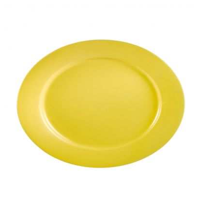 Oval Platter R.E. Yellow 11 1/2" (12/Case) – A bright and durable 11 1/2-inch yellow oval platter, perfect for serving entrées, appetizers, or shared dishes. Made from high-quality stoneware, ideal for restaurants, cafés, and vibrant table presentations.