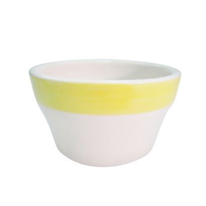 Bouillon Yellow – 7.25 oz, 4" (36/Case)
A bright yellow bouillon cup with a 7.25-ounce capacity and 4-inch diameter. Made from durable stoneware, ideal for serving soups, broths, or small appetizers. Perfect for restaurants, cafés, and catering, adding a cheerful pop of color to any table setting.