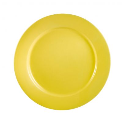 Plate R.E. Yellow 7 1/4" (36/Case) – A bright 7.25-inch yellow plate, ideal for serving appetizers, desserts, or side dishes. Made from durable, high-quality stoneware, providing excellent chip resistance and long-lasting use. Perfect for restaurants, cafés, catering, and everyday commercial dining.