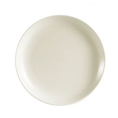 Coupe Plate 12 1/2" (12/Case) – A 12 1/2-inch coupe-style plate with smooth, rimless edges, ideal for serving entrées, salads, or main courses. Made from durable, high-quality stoneware, perfect for restaurants, cafés, catering, and modern table presentations.